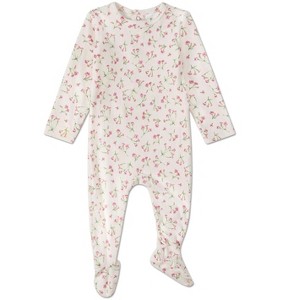 MiniMe Baby and Toddler Girls "Full Bloom" Floral Pointelle FootiePink 3 Months - 1 of 4