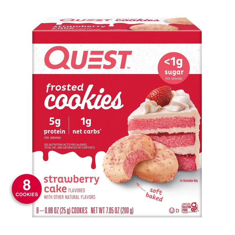Quest Nutrition Strawberry Cake Frosted Cookies - 8ct, 1 of 10