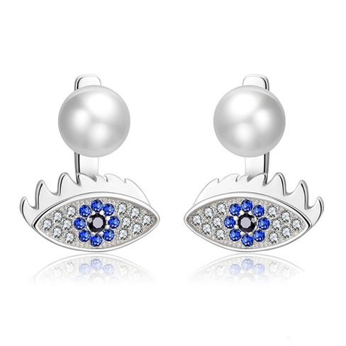 Evileye Earrings for Women and Girls Sterling Silver Blue Cz Pearl Ginger Lyne Collection - image 1 of 4