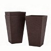 ORRD Set of 3 Tall Planters with Drainage Holes, 24" Outdoor Indoor Flower Pots Rattan Style, Brown Large Planters for Patio Living Room - 3 of 4
