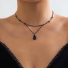 Gothic Y-Drop Necklace - Black Red Crystal Teardrop Choker, Punk Vintage Jewelry - 2 of 4