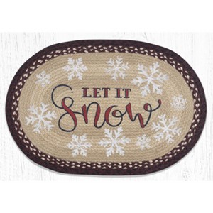 Earth Rugs Christmas Lodge Let It Snow Oval Patch Tread 20"x30" Rustic Accent - 1 of 3