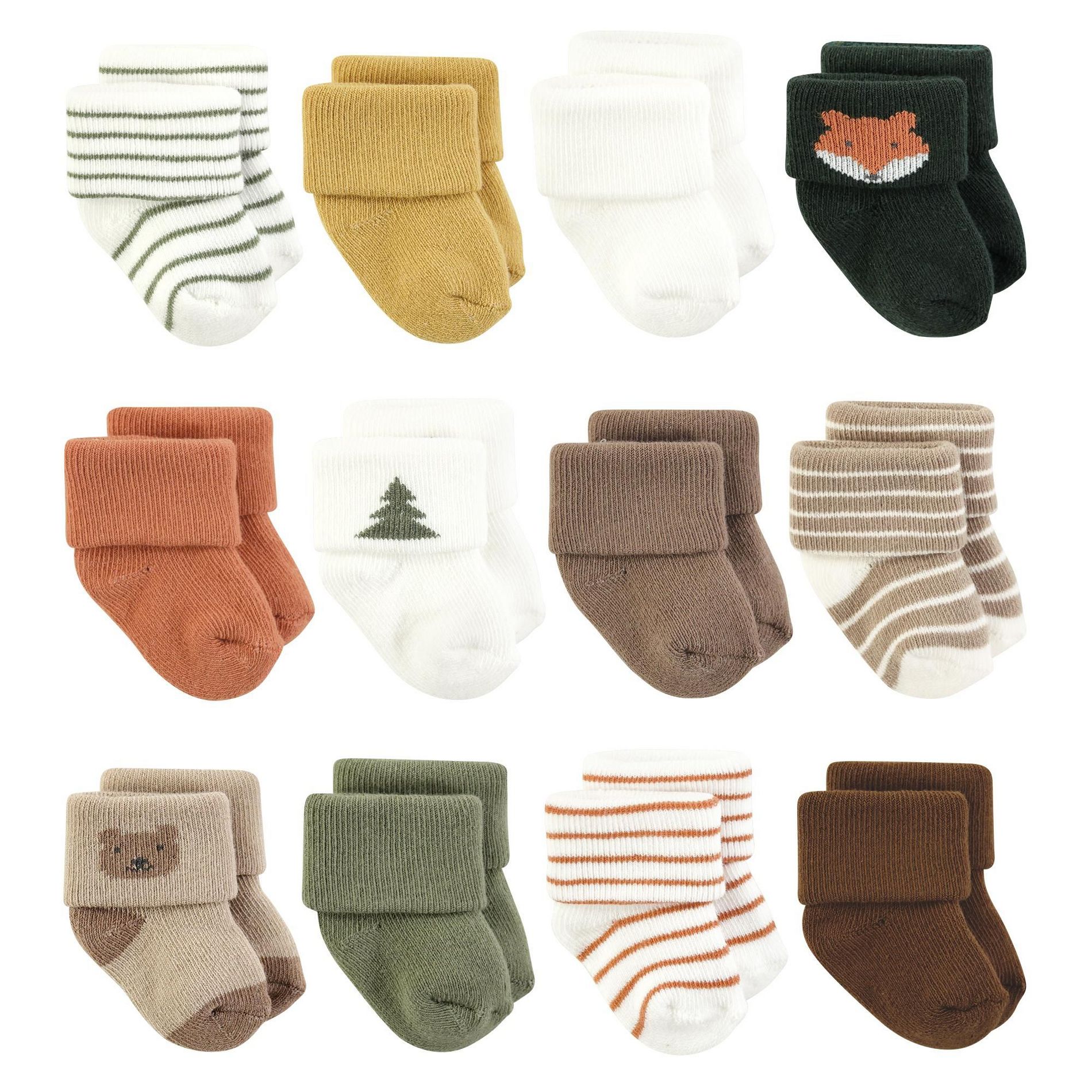 Hudson Baby Basics Infant Baby Cozy Terry Baby Sock 12-Pack