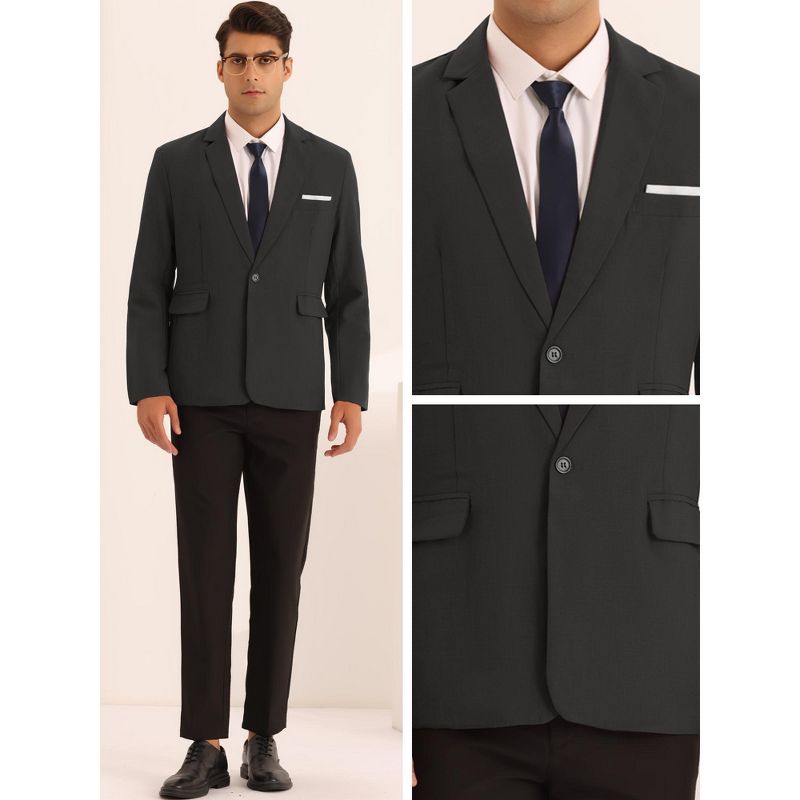 Lars Amadeus Men's Singled Breasted One Button Business Sports Coats, 4 of 6