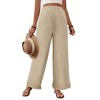 Women's Summer Casual Straight Leg Palazzo Pants Wide Leg Beach Fringed Hem Trousers with Pockets - 4 of 4