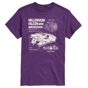Men's - Star Wars - Millennium Falcon Schematic Men's Short Sleeve Tee Short Sleeve Graphic T-Shirt - 1 of 3