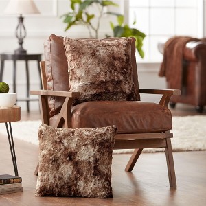 Chanasya Wolf Faux Fur Square Throw Pillow Covers - 2 Pieces - 18" x 18” - 1 of 4
