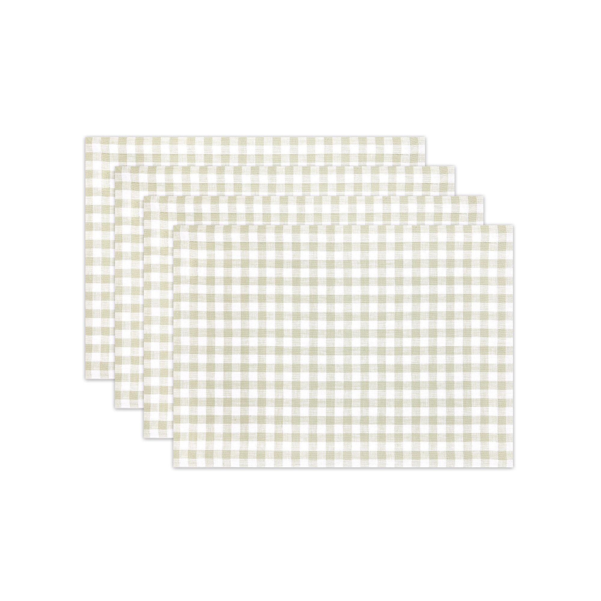 Solino Home Linen Gingham Check Sage Placemats Set of 4, 14 x 19 Inches