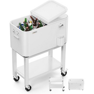 VINGLI Patio Cooler, Rolling Ice Chest on Wheels, Portable Patio Party Bar Drink Cooler Cart, with Shelf, Beverage Pool with Bottle Opener,Water Pipe - 1 of 4