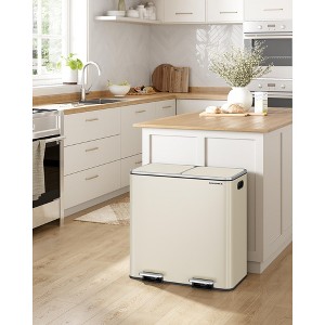 Dual Trash Can, 21.2 Gallon (80 L) Garbage Can for Kitchen, with 15 Trash Bags, 2 Compartments, Plastic Inner Buckets and Hinged Lids, - 1 of 4