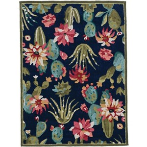 HomeStock Trio Cactus Navy & Multi 5x7, Transitional, Hand Tufted - 1 of 4