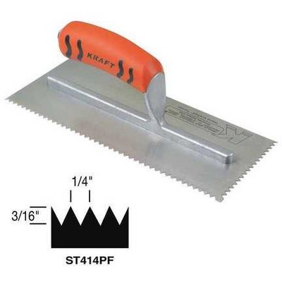 SUPERIOR TILE CUTTER INC. AND TOOLS ST414PF Trowel,V-Notch,11in. L x 4-1/2in. W