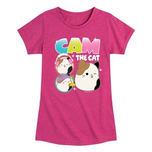 Girls' - Squishmallows - Cam The Cat Fitted Short Sleeve Graphic T-Shirt - 1 of 4