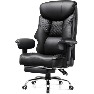 COMHOMA Big and Tall Office Chair 400lbs High Back Chair with Ergonomic Lumbar Support, Leather Executive Chair with Footrest