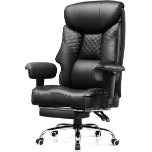 COMHOMA Big and Tall Office Chair 400lbs High Back Chair with Ergonomic Lumbar Support, Leather Executive Chair with Footrest - 1 of 4