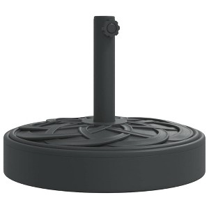 vidaXL Round Parasol Base 55.1 lb - Fits Ø1.5/1.9" Poles - Black Concrete-Filled PE Shell with Iron Tube - Curve Patterns - 1 of 4