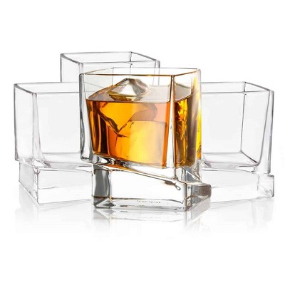 JoyJolt Carre Translucent Shatter Resistant Whiskey Glass Set of 4