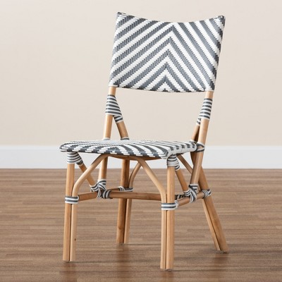 Gray and Natural Rattan Bistro Side Chair