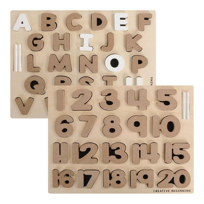 Creative Beginning Chalkboard-Based Alphabet & Number Puzzles - Set of 2 Puzzles, 1 of 7