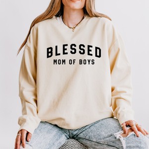 Simply Sage Market Blessed Mom of Boys Lightweight Garment Dyed Sweatshirt - 1 of 4