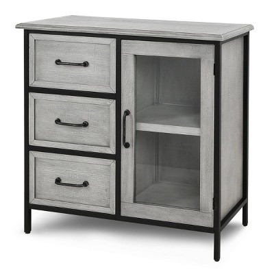 Wood and Metal One Door Cabinet with 3 Drawers & Divided Storage - StyleCraft