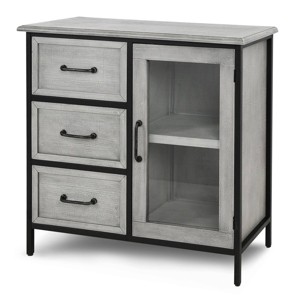 Wood and Metal One Door Cabinet with 3 Drawers & Divided Storage - StyleCraft - 1 of 4