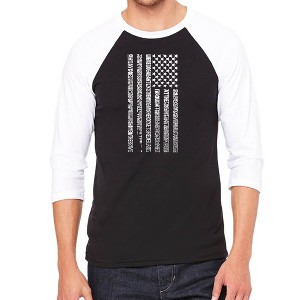 LA Pop Art Men's Raglan Baseball Word Art T-shirt - National Anthem Flag - 1 of 4