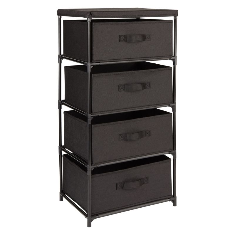 Juvale 4-Tier Tall Closet Dresser with Drawers - Clothes Organizer and Small Fabric Storage for Bedroom (Black), 1 of 10