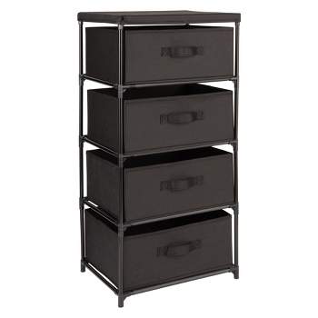 Juvale 4-Tier Tall Closet Dresser with Drawers - Clothes Organizer and Small Fabric Storage for Bedroom (Black)