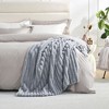 Amelie Home Soft Faux Fur Throw Blanket, Faux Rabbit Fur Striped Throw Blanket - 3 of 4
