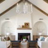 PAKOKULA Modern Farmhouse 5 - light French Antique Distressed White Empire Candlestick Wood Chandelier - 3 of 4