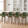 Bekrvio 26" Swivel Counter Stools with Back & Arms, Faux Leather Mid-Century Bar Stools for Kitchen Island, Walnut Frame, Set of 1/2/3/4 - 2 of 4