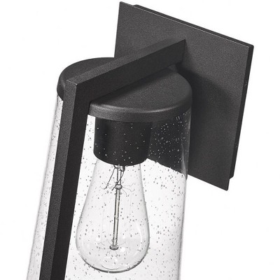 Black Aluminum Outdoor Wall Light with Clear Seeded Glass Shade