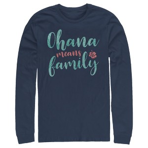 Men's Lilo & Stitch Blue and Red Ohana means Family Long Sleeve Shirt - 1 of 4