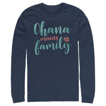 Men's Lilo & Stitch Blue and Red Ohana means Family Long Sleeve Shirt