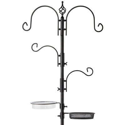 Best Choice Products 91in 4-Hook Bird Feeding Station, Steel Multi-Feeder Stand w/ 2 Feeders, Tray, Bird Bath