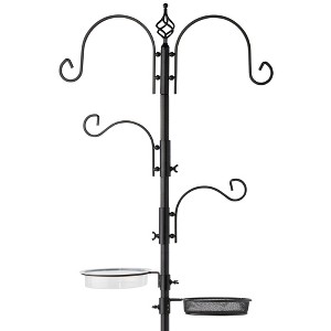 Best Choice Products 91in 4-Hook Bird Feeding Station, Steel Multi-Feeder Stand w/ 2 Feeders, Tray, Bird Bath - 1 of 4