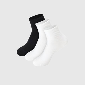 Hanes Women's Moves Premium Seamless Stretch 3pk Ankle Socks - White/Black 5-9: Midweight Knit, Y-Heel Stitching, Arch Support - 1 of 4