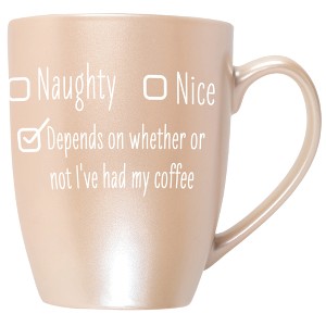 Elanze Designs Naughty Nice Depends On Whether Or Not I'Ve Had My Coffee Precious Pearl 10 ounce New Bone China Coffee Cup Mug - 1 of 4