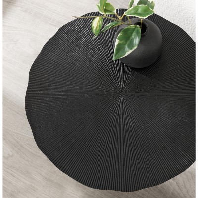 Black Aluminum Round Side Table with Tapered Legs