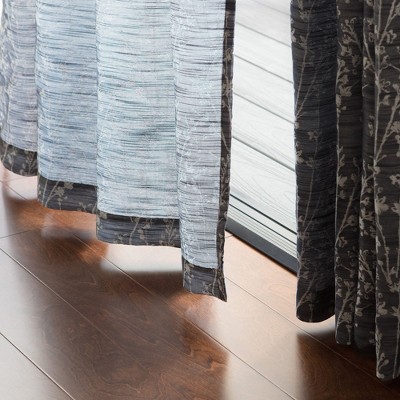 Dark Blue Floral Jacquard Room Darkening Grommet Curtains - 52 x 96 Inches
