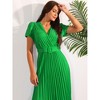 Seta T Women's Casual Short Sleeve Wrap V Neck Flowy Pleated Midi Dress with Belt - 3 of 4