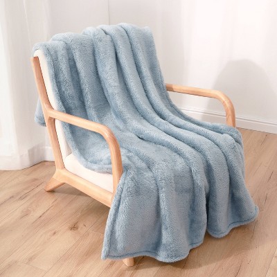 50"x60" 300 Recycled Fluffie Throw Blanket Polar Blue - Berkshire Blanket & Home Co.
