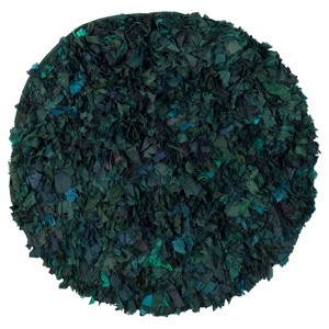 Green/Multi Solid woven Round Accent Rug - (4