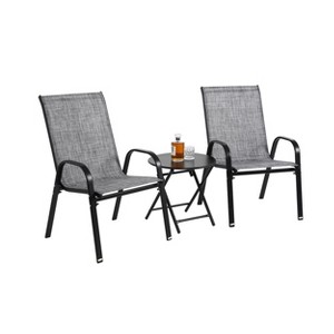Maliang 3 Piece Patio Set, Outdoor Camping Chairs With Breathable Textilene Fabric, Folding Table With Steel Table Top - 1 of 4