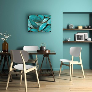 Trademark Fine Art Treechild Turquoise Leafs Wood Slat Art - 1 of 4