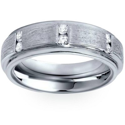 Pompeii3 Mens Brushed Wedding Diamond 14k White Gold Ring : Target