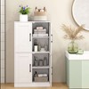 Costway Bathroom Cabinet with Doors & Adjustable Shelves Storage Organizer for Living Room White/Black/Brown - 2 of 4