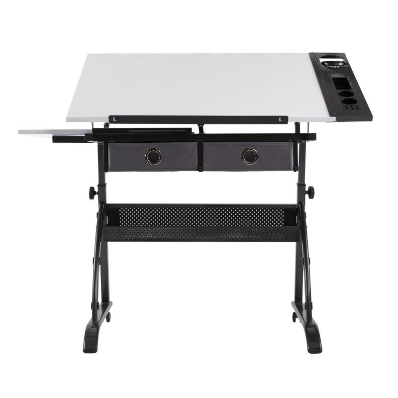 Core Drawing Table & Stool Set, Adjustable Art Desk with Storage, Charcoal Black/White - Studio Designs, 2 of 22