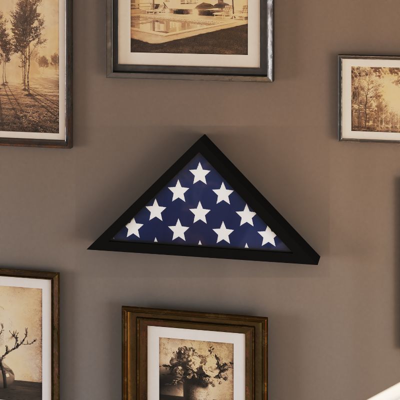 Merrick Lane Solid Wood Military Memorial Flag Display Case for 9.5' x 5' American Veteran Flag, 2 of 12